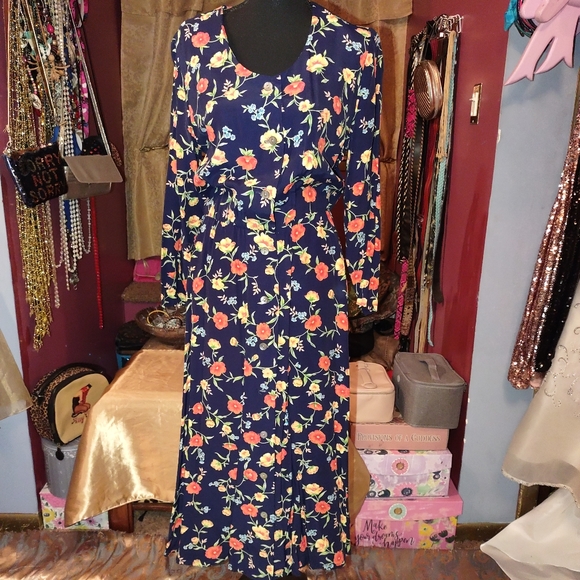 Petite Focus Vintage Floral Dress 8P - Picture 1 of 8